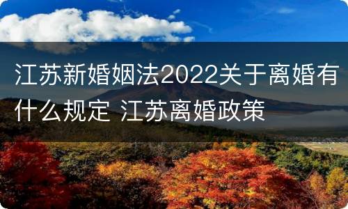 江苏新婚姻法2022关于离婚有什么规定 江苏离婚政策