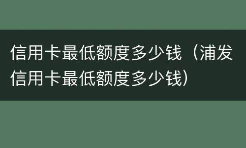 信用卡最低额度多少钱（浦发信用卡最低额度多少钱）