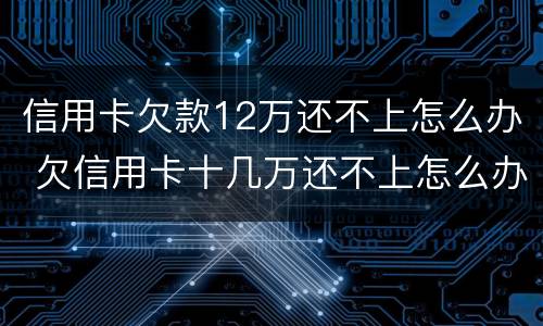 信用卡欠款12万还不上怎么办 欠信用卡十几万还不上怎么办