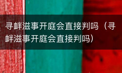 寻衅滋事开庭会直接判吗（寻衅滋事开庭会直接判吗）
