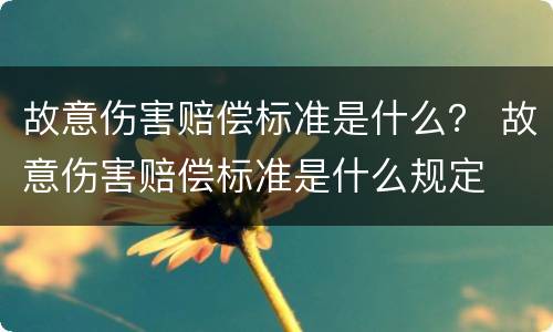 故意伤害赔偿标准是什么？ 故意伤害赔偿标准是什么规定