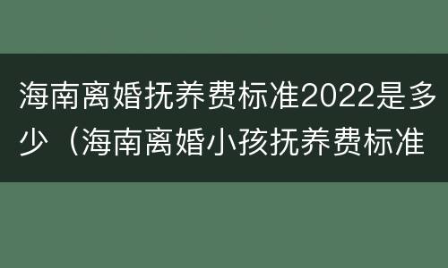 海南离婚抚养费标准2022是多少（海南离婚小孩抚养费标准2019）