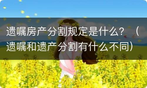 遗嘱房产分割规定是什么？（遗嘱和遗产分割有什么不同）