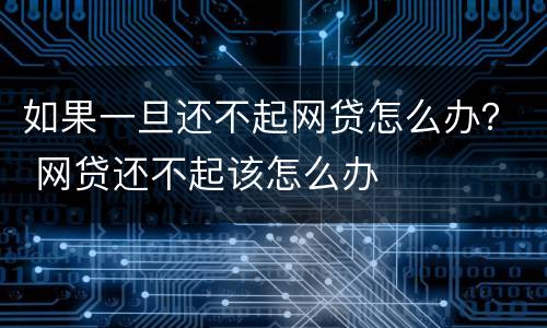如果一旦还不起网贷怎么办？ 网贷还不起该怎么办