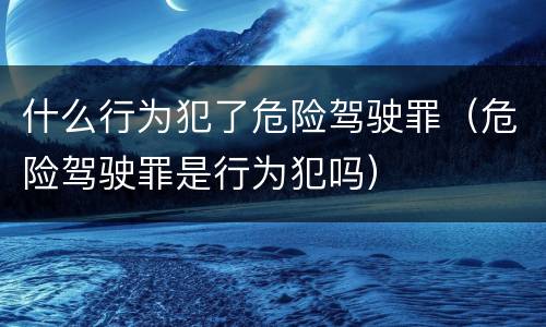 什么行为犯了危险驾驶罪（危险驾驶罪是行为犯吗）