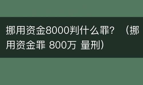 挪用资金8000判什么罪？（挪用资金罪 800万 量刑）