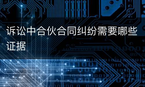 诉讼中合伙合同纠纷需要哪些证据