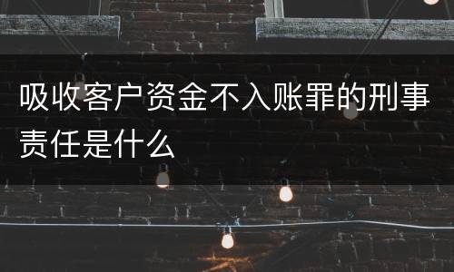 吸收客户资金不入账罪的刑事责任是什么