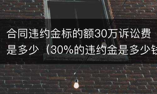 合同违约金标的额30万诉讼费是多少（30%的违约金是多少钱）