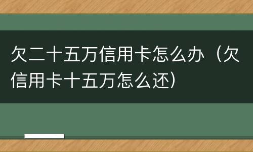 欠二十五万信用卡怎么办（欠信用卡十五万怎么还）