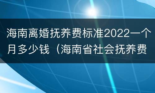 海南离婚抚养费标准2022一个月多少钱（海南省社会抚养费的征收标准）