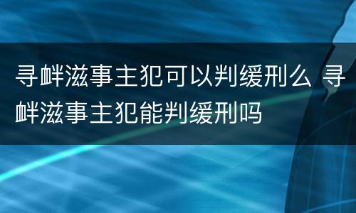 寻衅滋事主犯可以判缓刑么 寻衅滋事主犯能判缓刑吗