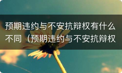 预期违约与不安抗辩权有什么不同（预期违约与不安抗辩权的区别）