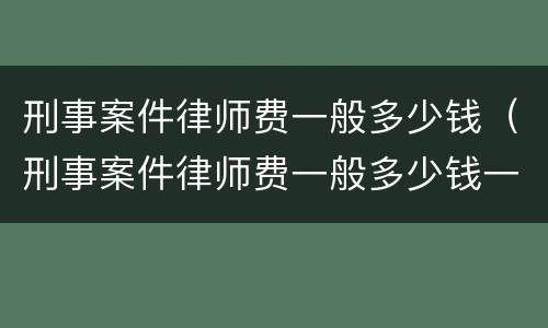 刑事案件律师费一般多少钱（刑事案件律师费一般多少钱一次）