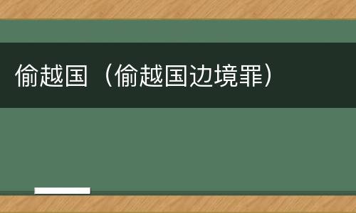 偷越国（偷越国边境罪）