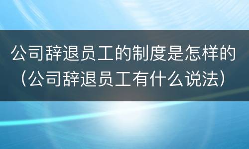 公司辞退员工的制度是怎样的（公司辞退员工有什么说法）