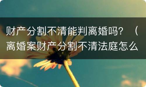 财产分割不清能判离婚吗？（离婚案财产分割不清法庭怎么判）