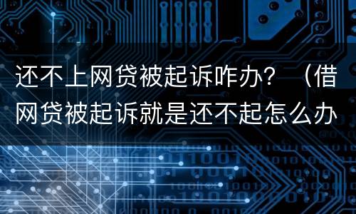 还不上网贷被起诉咋办？（借网贷被起诉就是还不起怎么办）