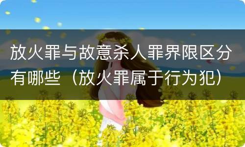 放火罪与故意杀人罪界限区分有哪些（放火罪属于行为犯）