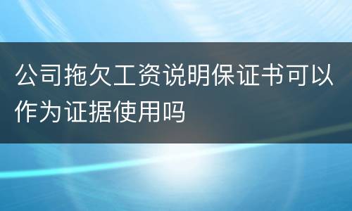 公司拖欠工资说明保证书可以作为证据使用吗