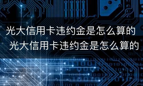 光大信用卡违约金是怎么算的 光大信用卡违约金是怎么算的呀