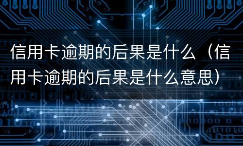 信用卡逾期的后果是什么（信用卡逾期的后果是什么意思）