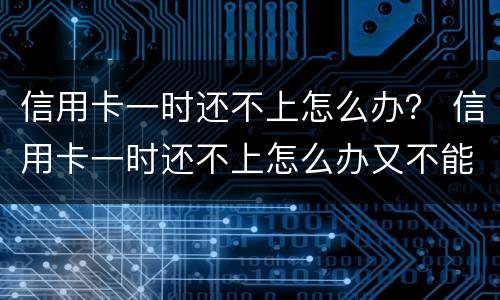 信用卡一时还不上怎么办？ 信用卡一时还不上怎么办又不能分期