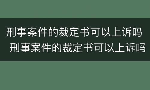 刑事案件的裁定书可以上诉吗 刑事案件的裁定书可以上诉吗怎么写