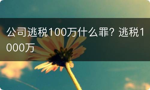 公司逃税100万什么罪? 逃税1000万