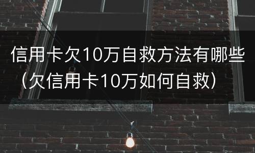 信用卡欠10万自救方法有哪些（欠信用卡10万如何自救）