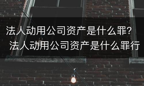 法人动用公司资产是什么罪？ 法人动用公司资产是什么罪行