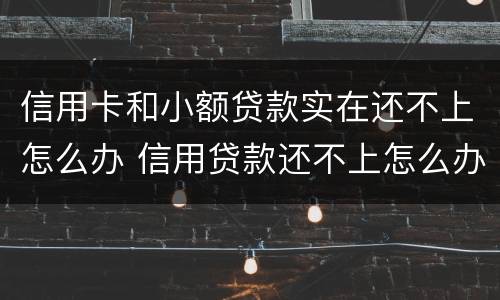 信用卡和小额贷款实在还不上怎么办 信用贷款还不上怎么办?