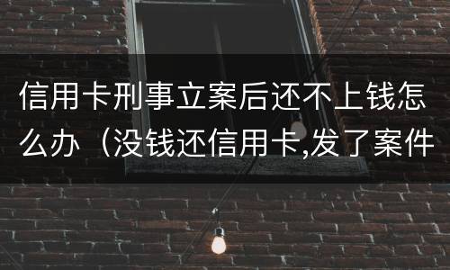 信用卡刑事立案后还不上钱怎么办（没钱还信用卡,发了案件怎么办）