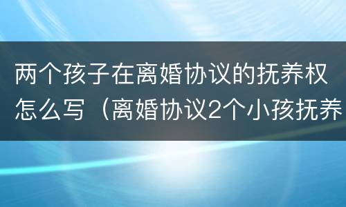 两个孩子在离婚协议的抚养权怎么写（离婚协议2个小孩抚养权怎么写协议）