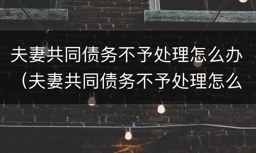 夫妻共同债务不予处理怎么办（夫妻共同债务不予处理怎么办呢）