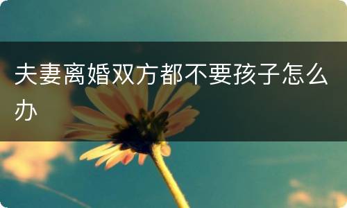 夫妻离婚双方都不要孩子怎么办