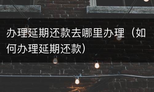 办理延期还款去哪里办理（如何办理延期还款）