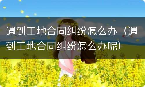 遇到工地合同纠纷怎么办（遇到工地合同纠纷怎么办呢）