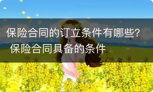 保险合同的订立条件有哪些？ 保险合同具备的条件