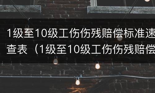 1级至10级工伤伤残赔偿标准速查表（1级至10级工伤伤残赔偿标准速查表2022）