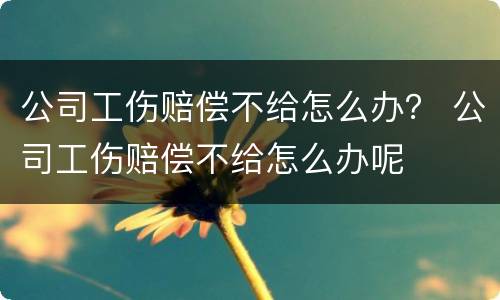 公司工伤赔偿不给怎么办？ 公司工伤赔偿不给怎么办呢
