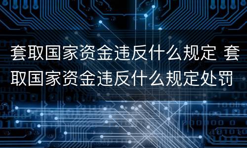 套取国家资金违反什么规定 套取国家资金违反什么规定处罚