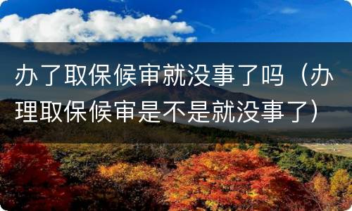 办了取保候审就没事了吗（办理取保候审是不是就没事了）