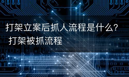 打架立案后抓人流程是什么？ 打架被抓流程