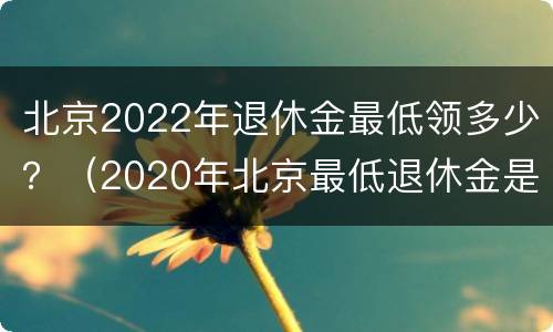 北京2022年退休金最低领多少？（2020年北京最低退休金是多少）