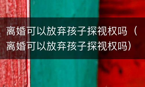 离婚可以放弃孩子探视权吗（离婚可以放弃孩子探视权吗）