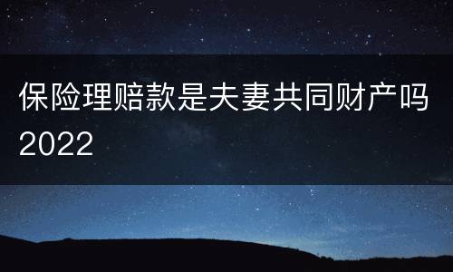 保险理赔款是夫妻共同财产吗2022