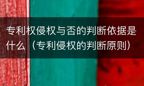 专利权侵权与否的判断依据是什么（专利侵权的判断原则）