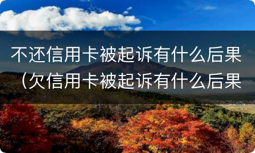不还信用卡被起诉有什么后果（欠信用卡被起诉有什么后果）