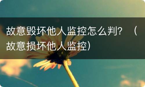 故意毁坏他人监控怎么判？（故意损坏他人监控）